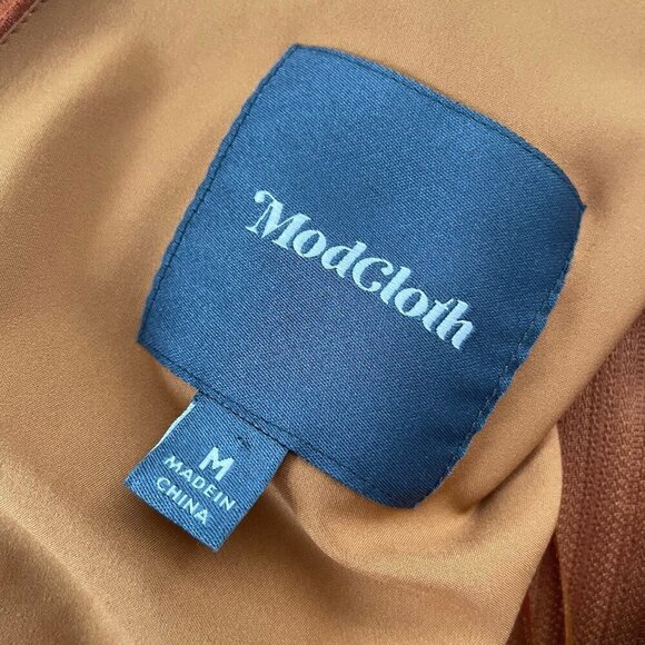 Modcloth Womens Wholly Romantic Midi Dress Sz Medium Brown Sash Belt Grecian - Picture 11 of 11